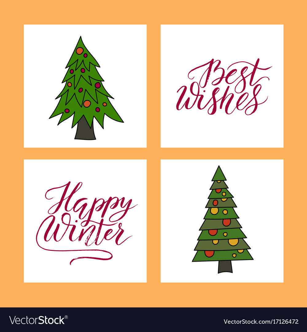 christmas card with hand lettering royalty free vector image