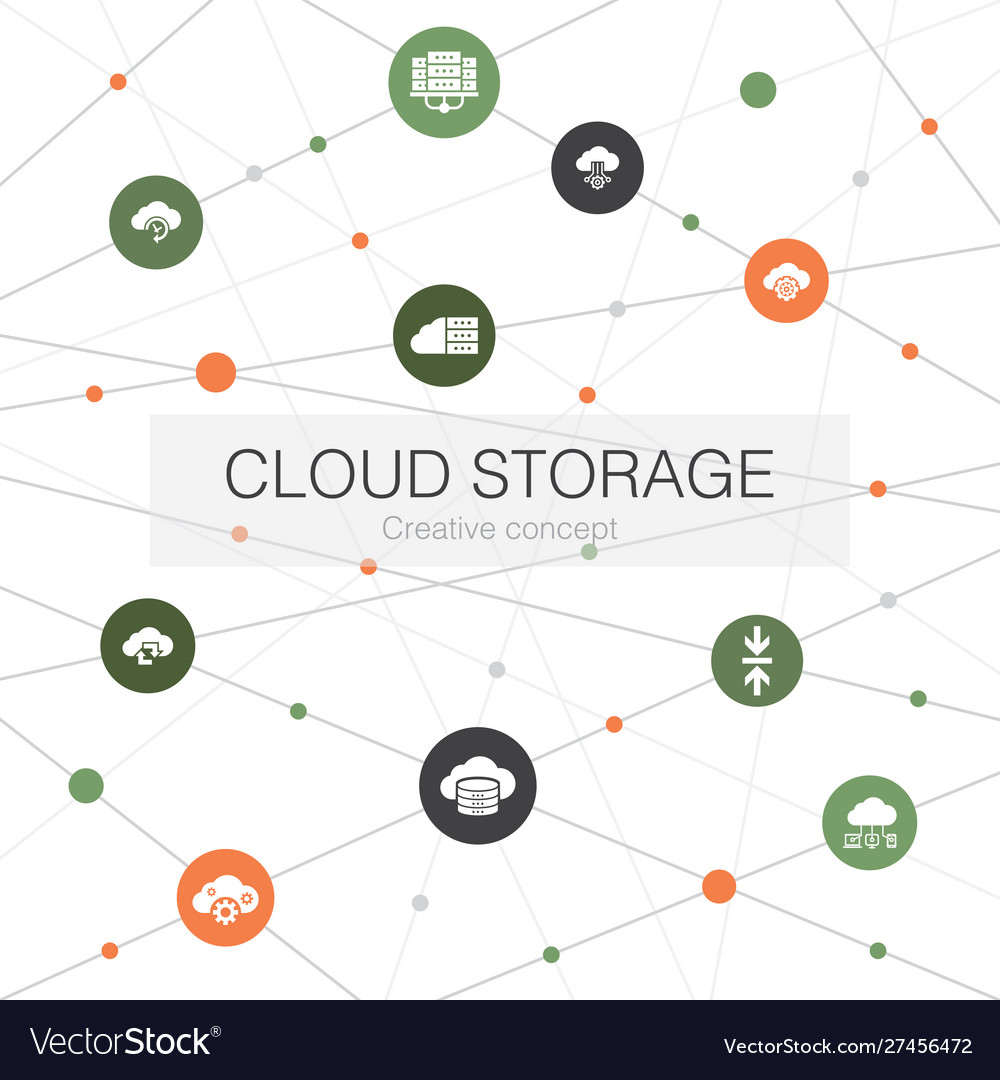 Cloud storage trendy web template with simple