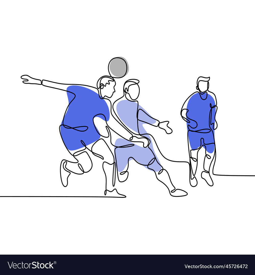 Continuous line drawing of running soccer Vector Image Continuous line drawing of running soccer