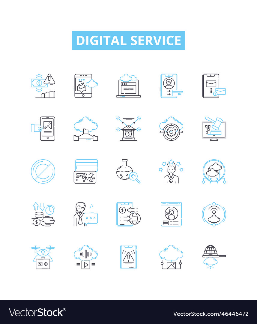 Digital service line icons set vector image Digital service line icons set
