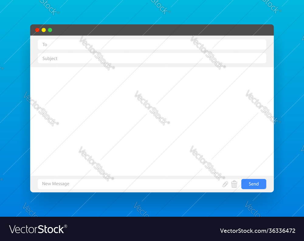 Email message window browser on blue gradient vector image Email message window browser on blue gradient
