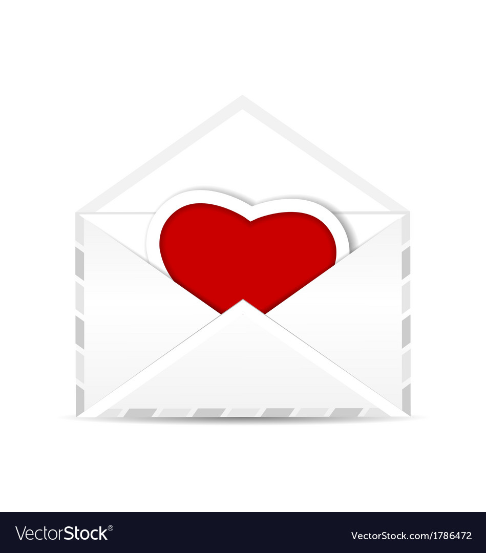 Envelope with valentine red heart Royalty Free Vector Image