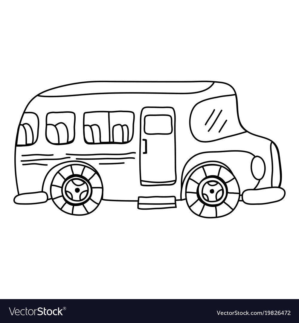 Line vehicle school bus education transportation Vector Image