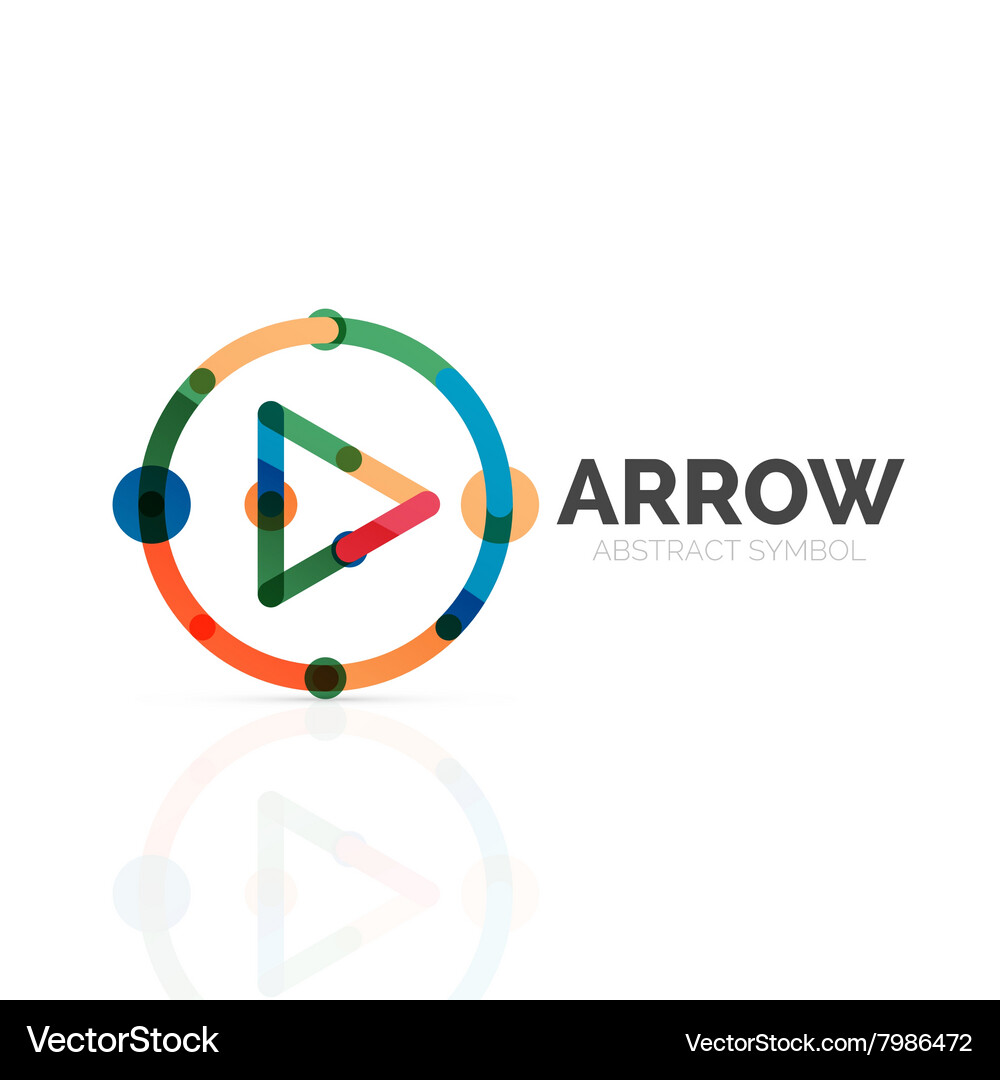 Linear arrow abstract logo connected multicolored Vector Image
