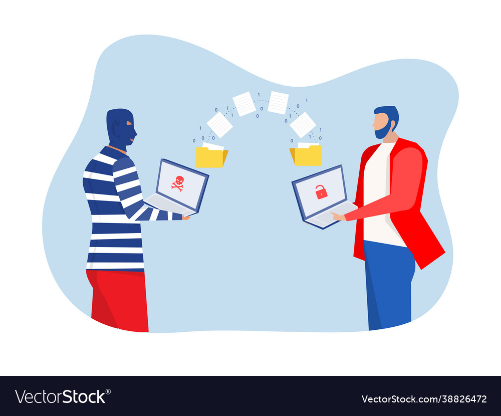 Man unlock data with hacker steal vector image Man unlock data with hacker steal