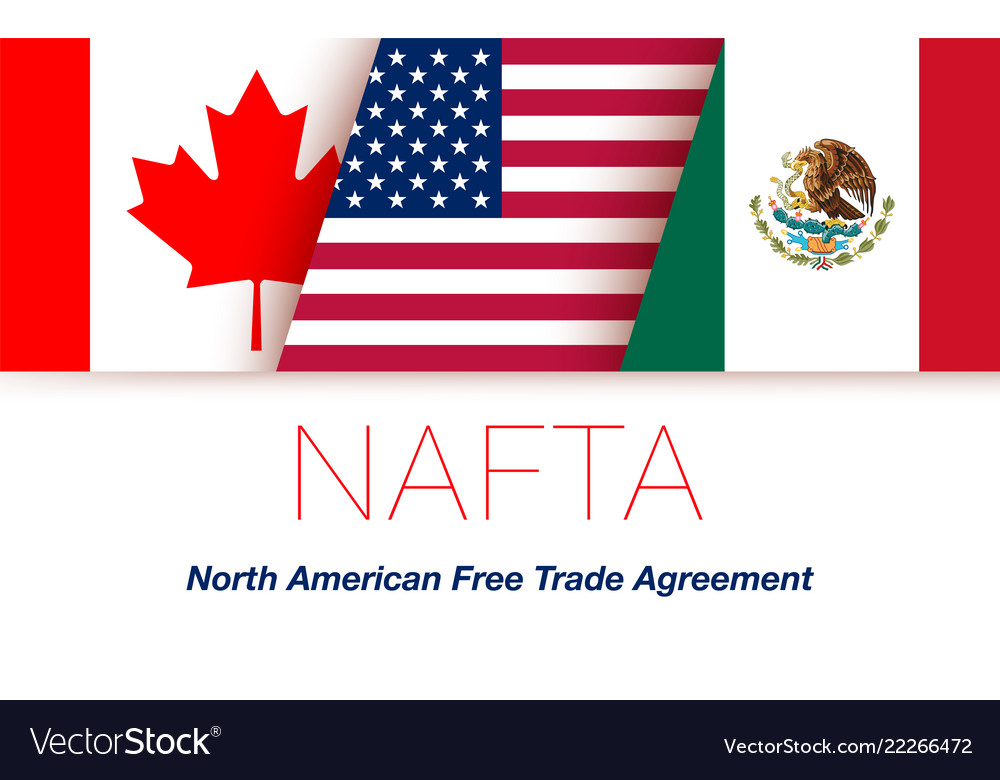 NAFTA Flags: Canada, USA, Mexico