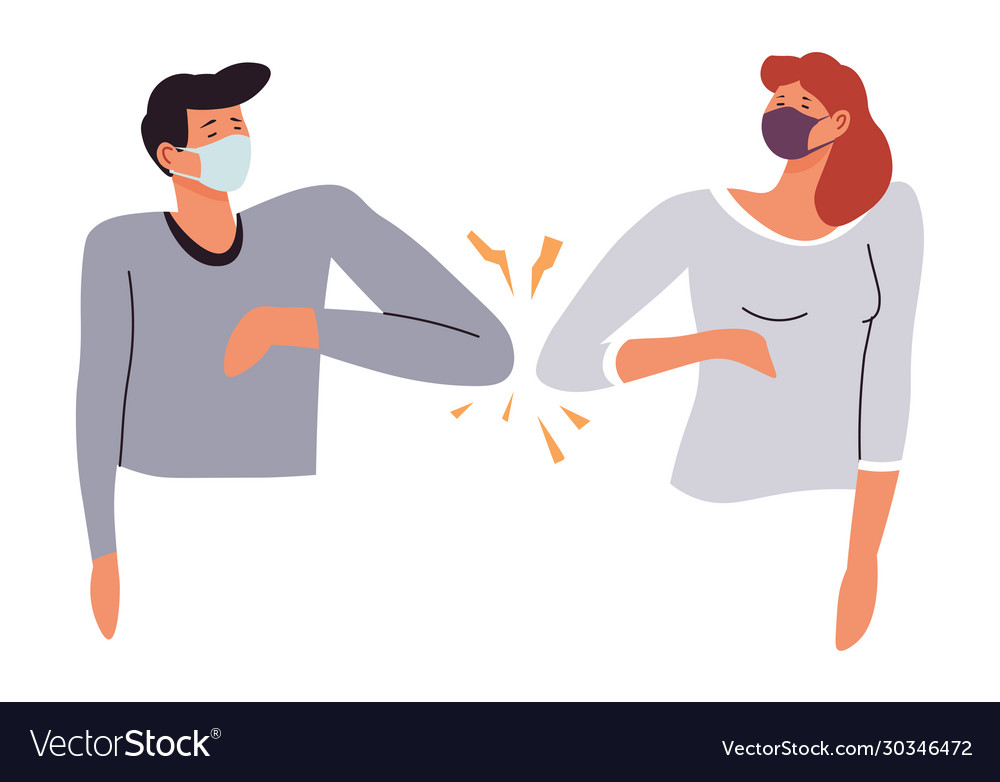 people-avoiding-contact-greeting-bumping-elbows-vector-image