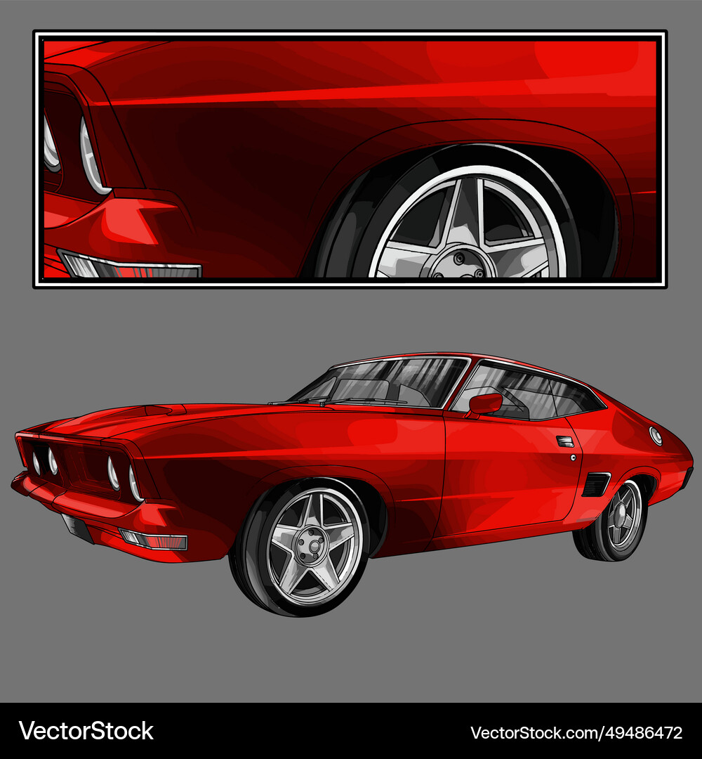 Red drag racing car with black strip Royalty Free Vector