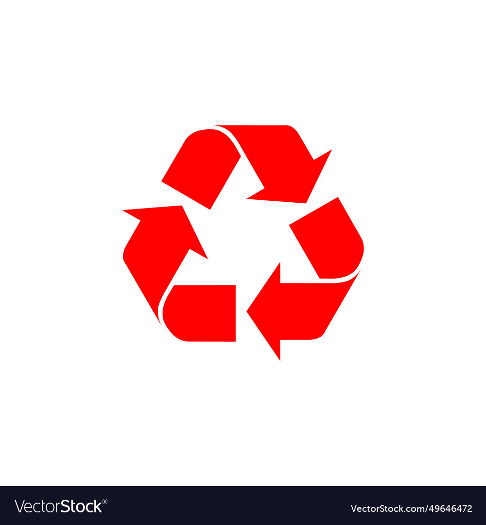 Red recycle icon in triangular style