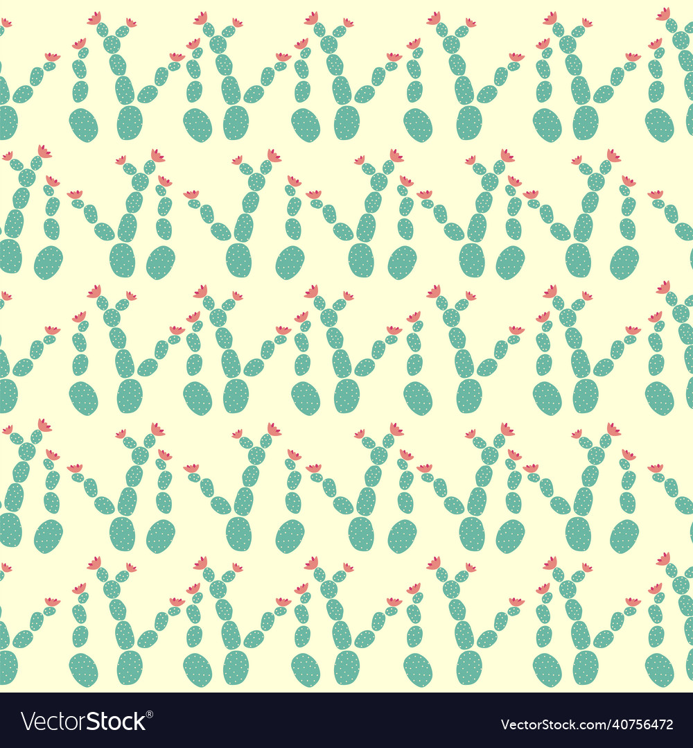 Seamless pattern with different cactus bright vector image Seamless pattern with different cactus bright