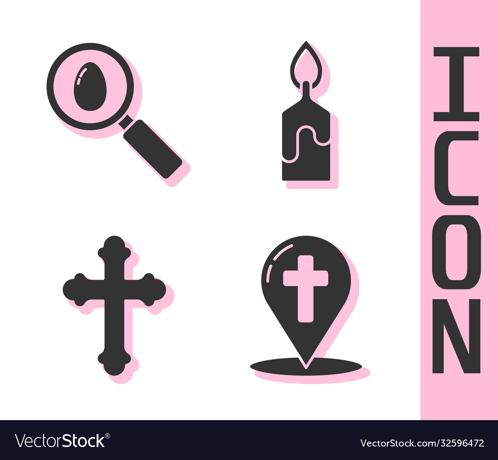 Set map pointer with christian cross search vector image Set map pointer with christian cross search