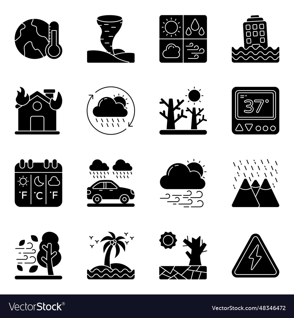Set of weather prediction solid icons