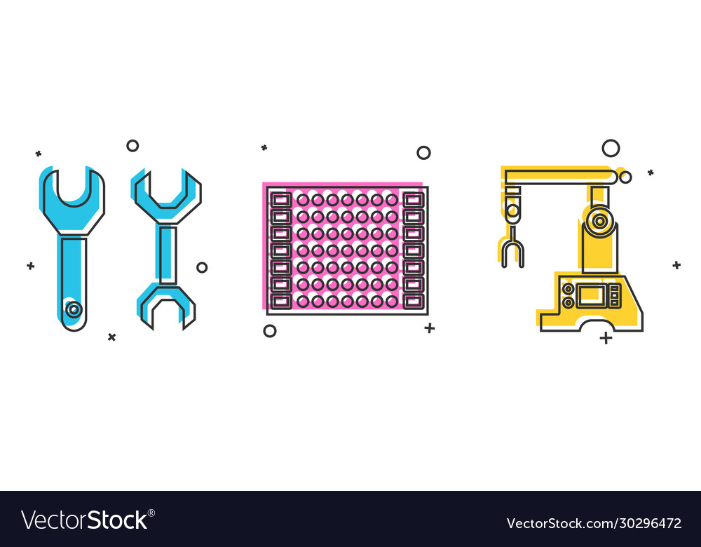 Set spanner printed circuit board pcb vector image Set spanner printed circuit board pcb