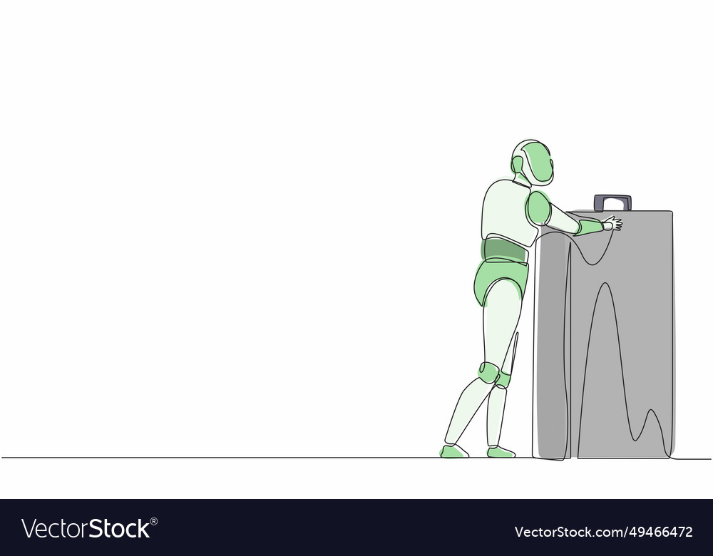 Single continuous line drawing robots standing Vector Image Single continuous line drawing robots standing
