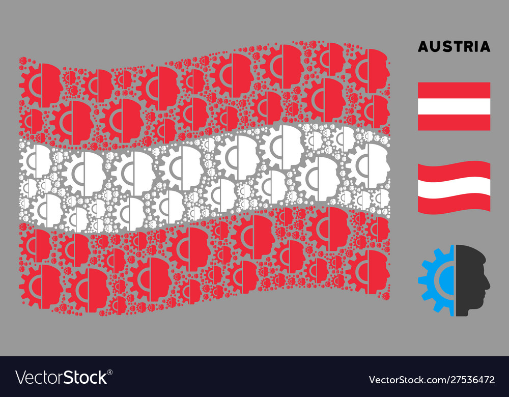 Waving austrian flag mosaic android robotics vector image Waving austrian flag mosaic android robotics