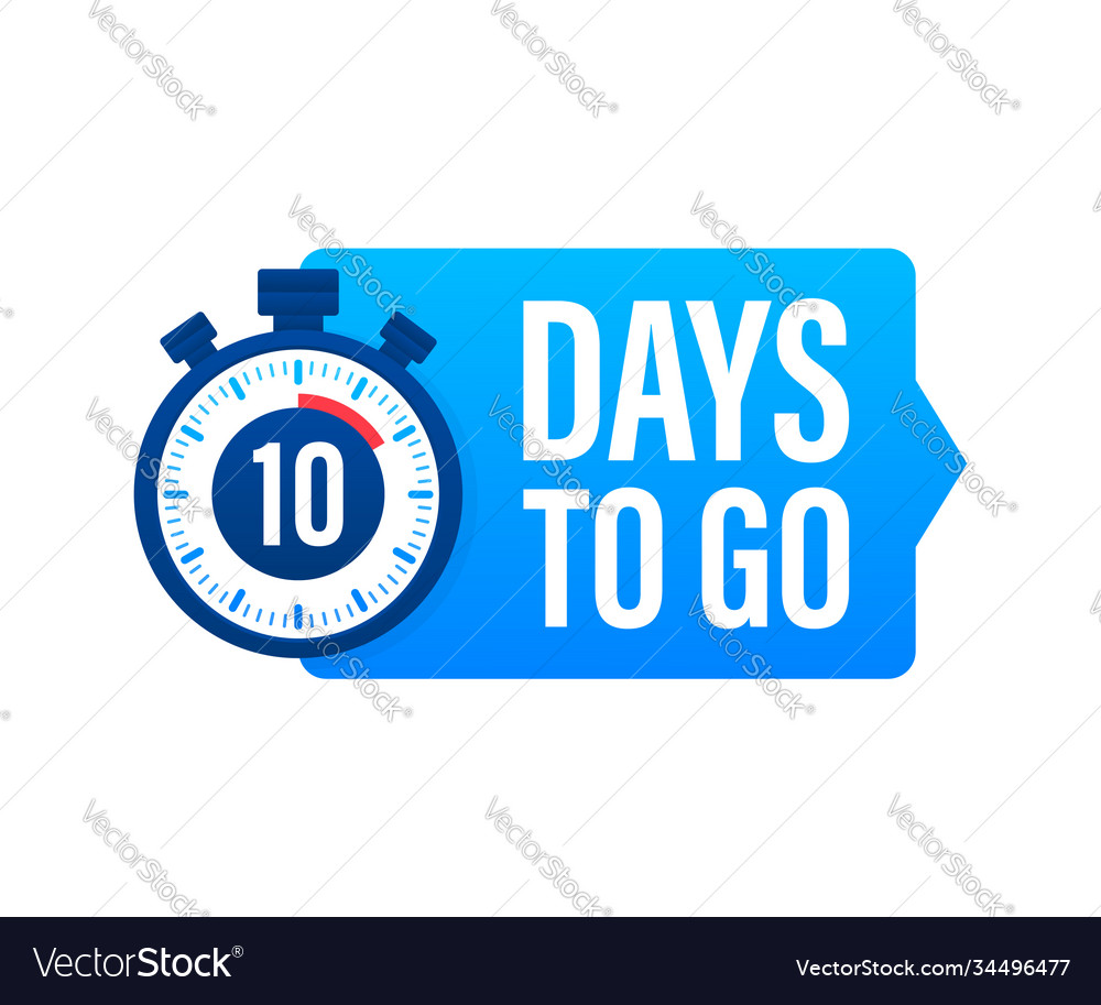 10 days to go countdown timer clock icon time vector image 10 days to go countdown timer clock icon time