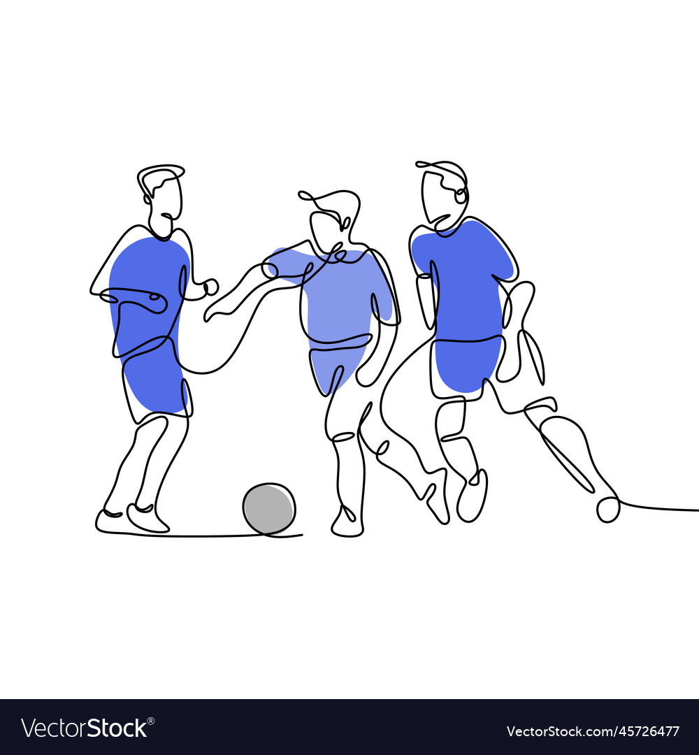 Continuous line drawing of running soccer vector image Continuous line drawing of running soccer