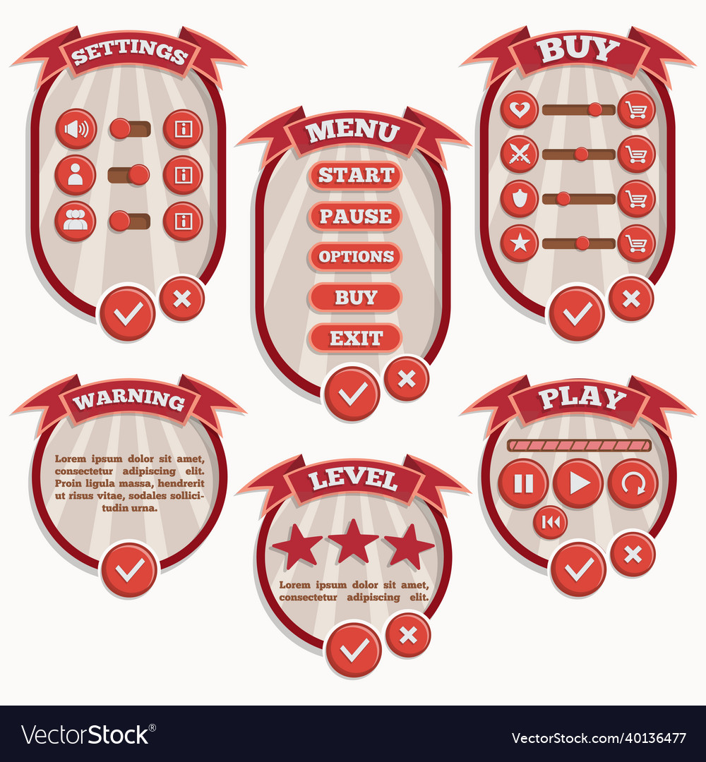 Design of the game user interface vector image Design of the game user interface