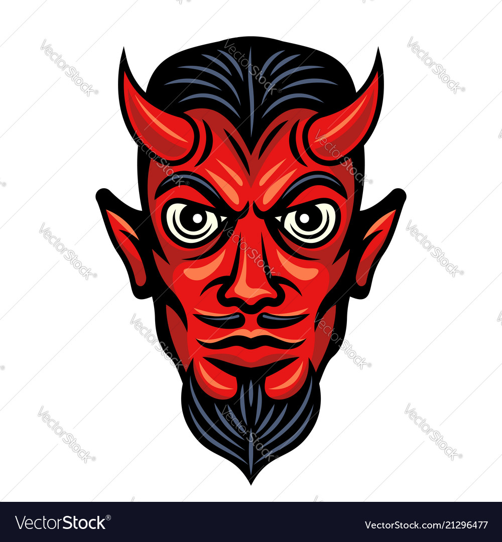 Devil Head With Horns Colored Royalty Free Vector Image