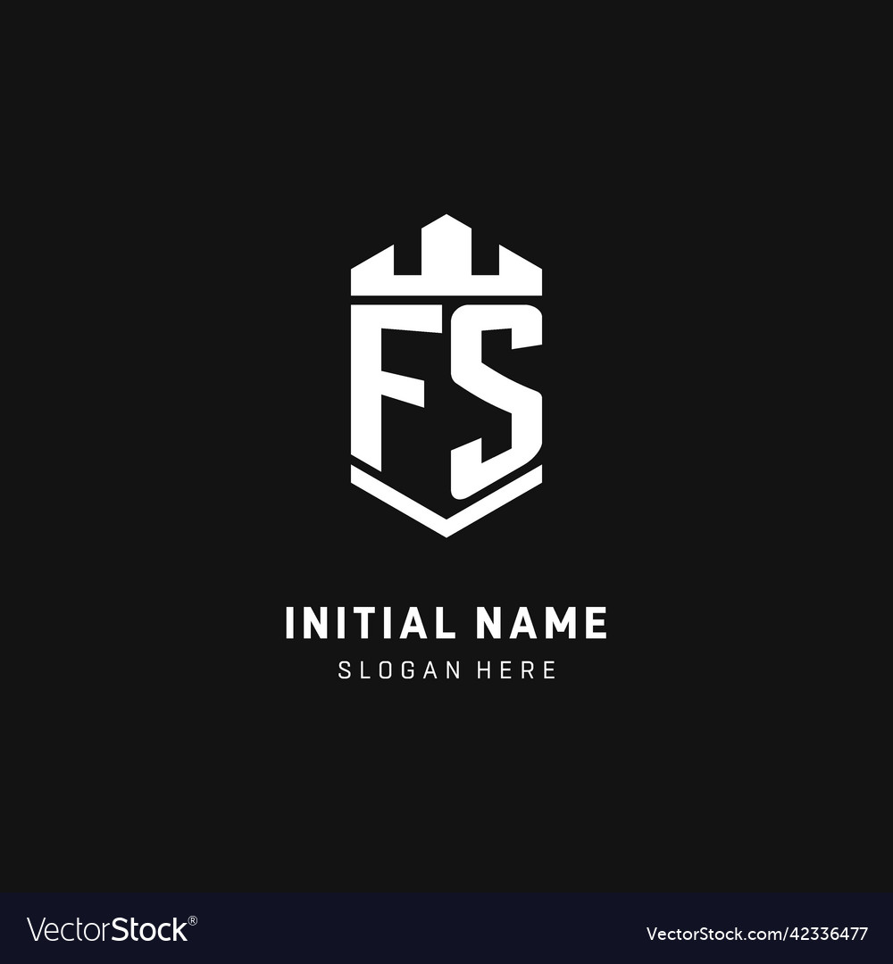 Fs monogram logo initial with crown and shield vector image Fs monogram logo initial with crown and shield