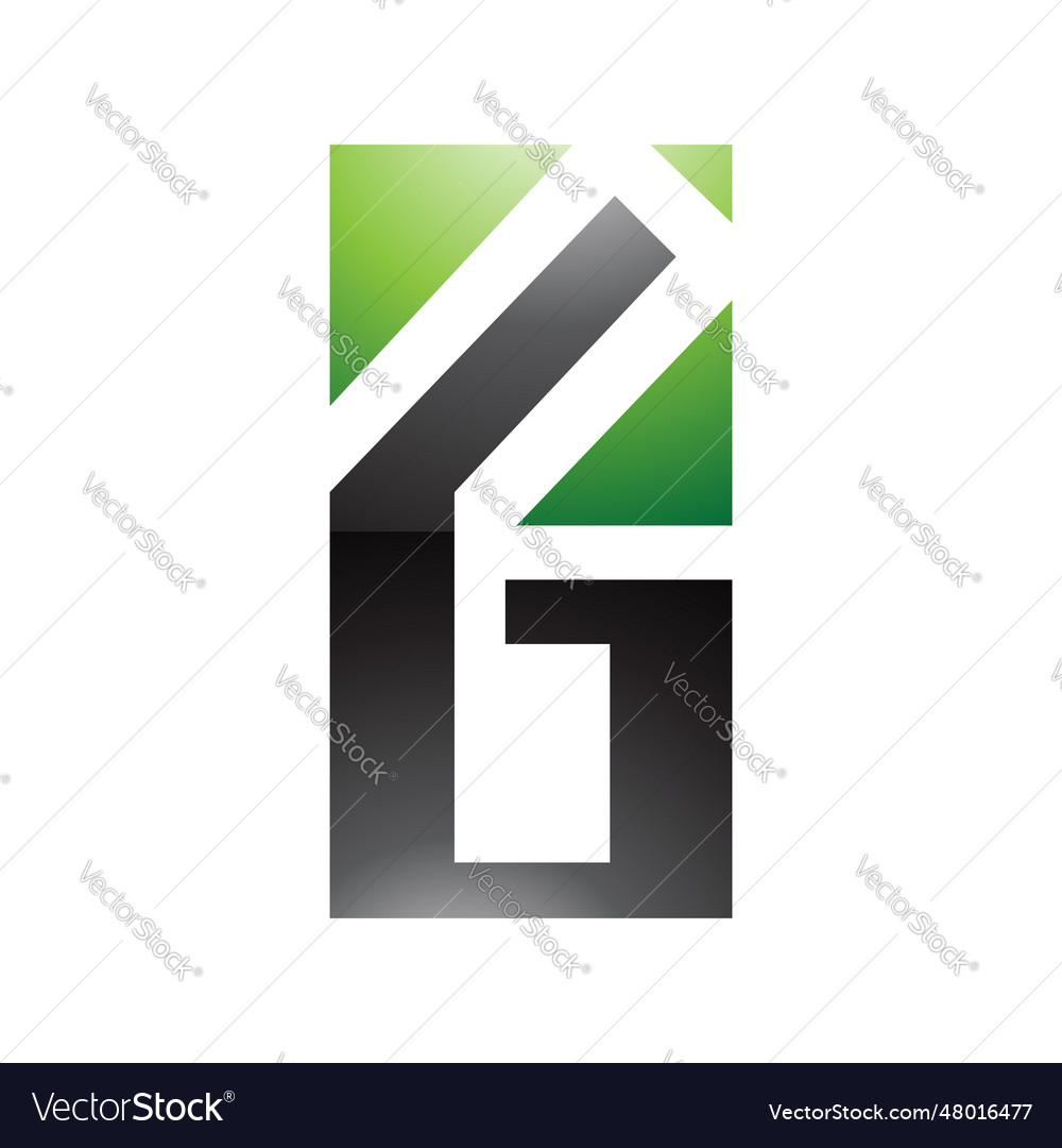 Green and black glossy rectangular letter g