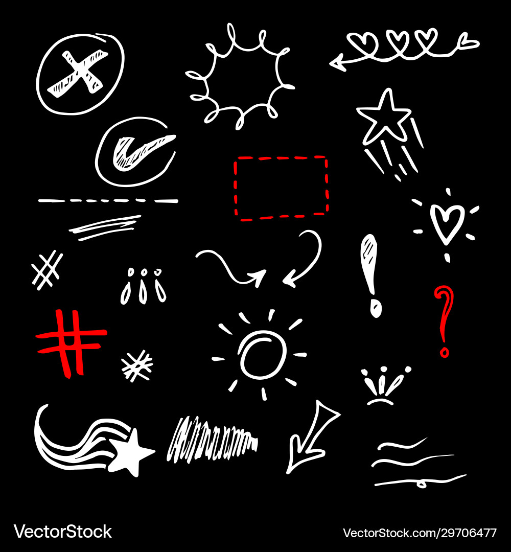 Hand drawn set doodle design element Royalty Free Vector