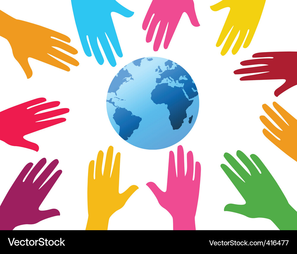 Hands and globe background Royalty Free Vector Image