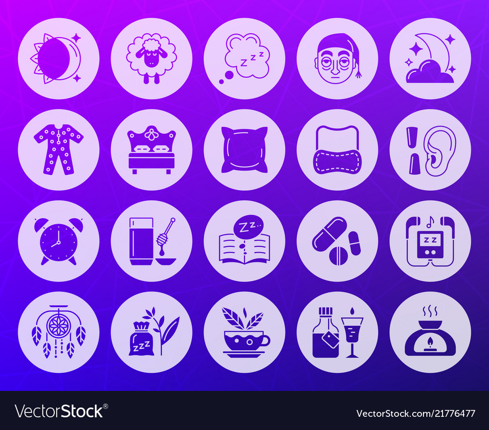Insomnia shape carved flat icons set