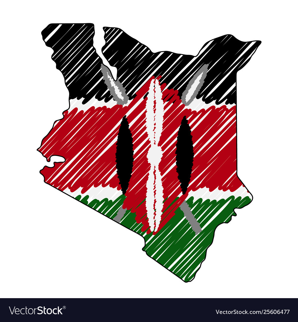 Kenya map hand drawn sketch concept Royalty Free Vector
