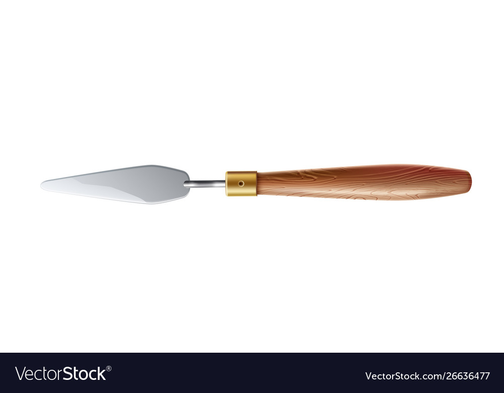 Realistic palette knife with wooden handle Vector Image