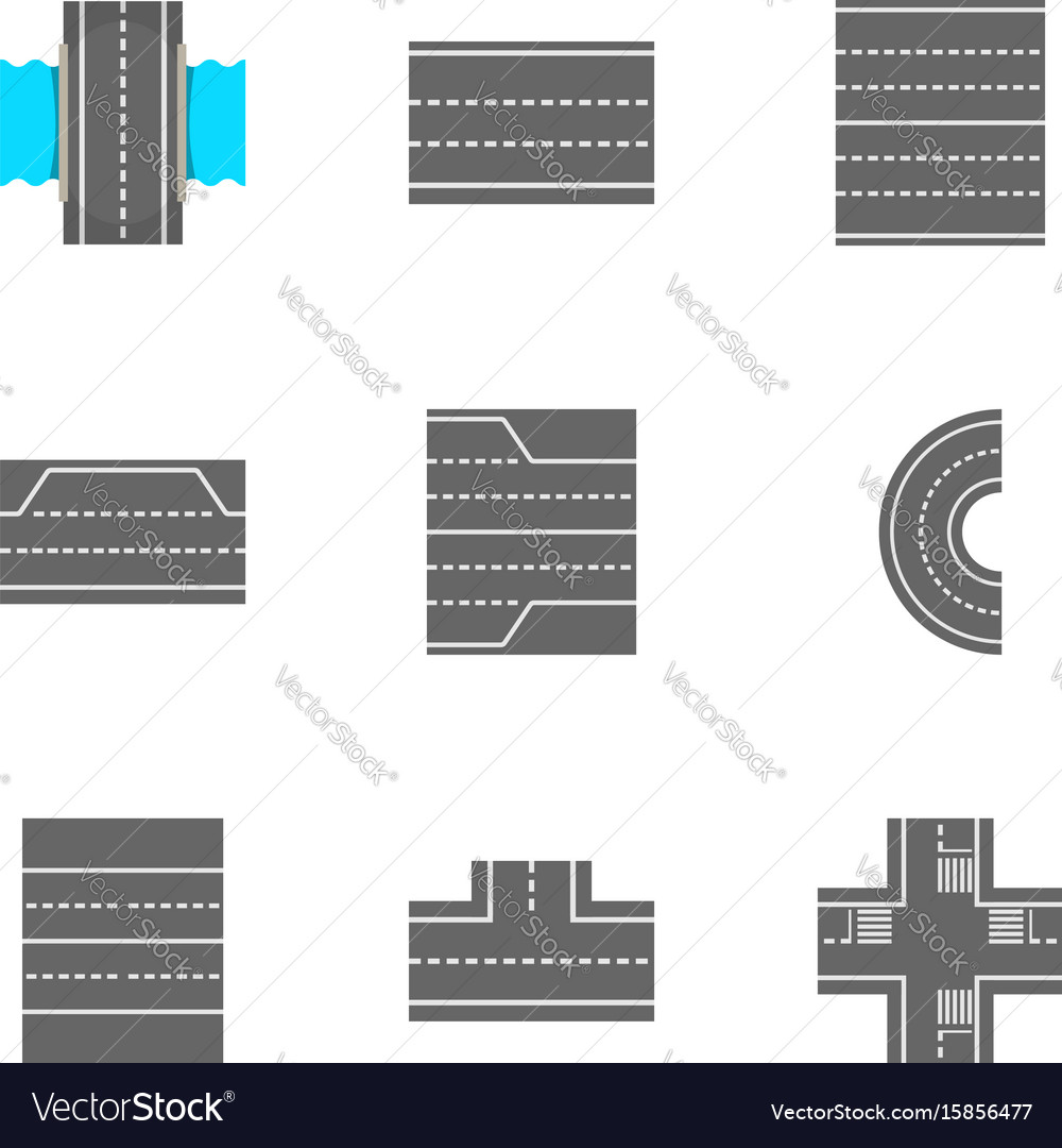 Roads icons set cartoon style Royalty Free Vector Image