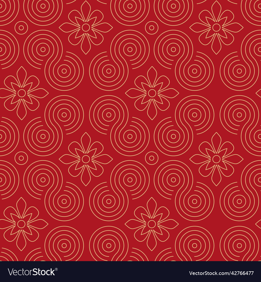 Seamless red background with yellow wavy pattern