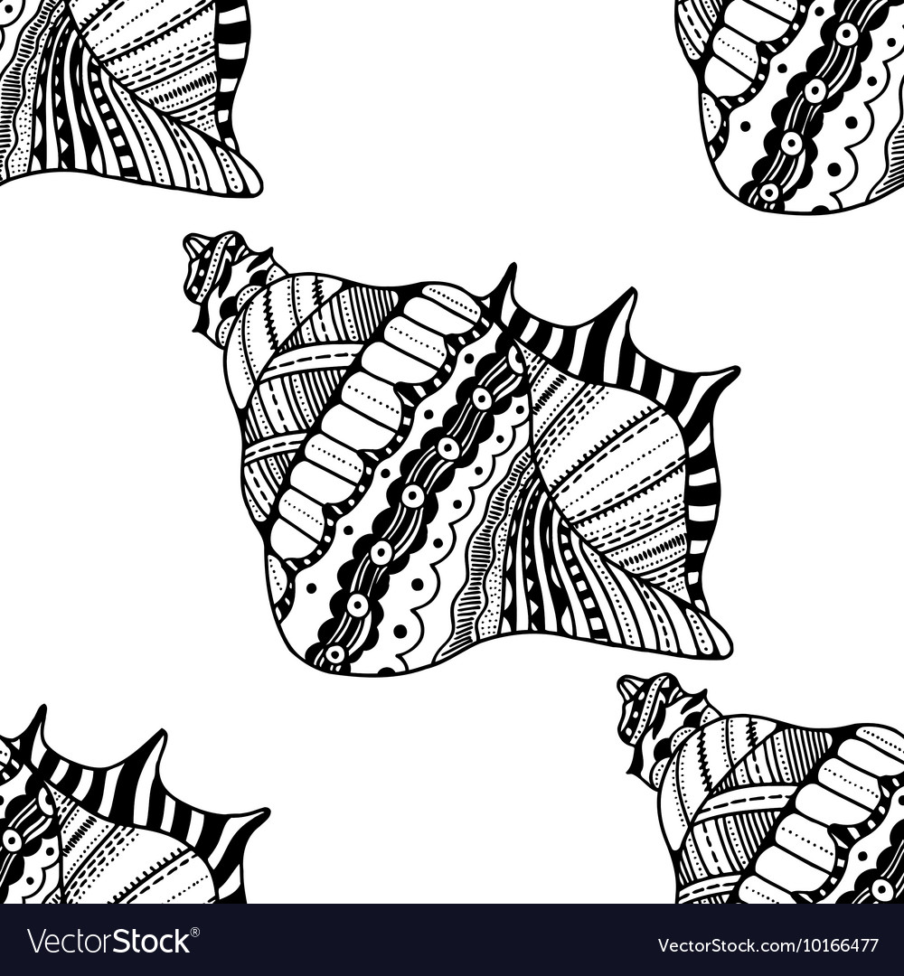 Seashell seamless pattern