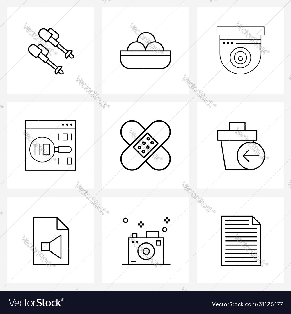 Set 9 simple line icons for web and print