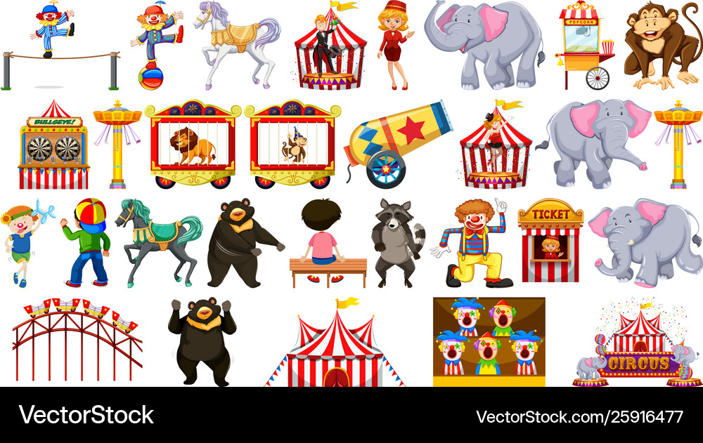 Set circus element Royalty Free Vector Image - VectorStock