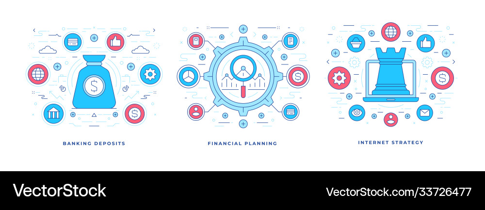 Set flat line banners Royalty Free Vector Image