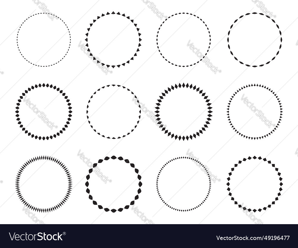 Set of round frames circle design pattern art vector image Set of round frames circle design pattern art