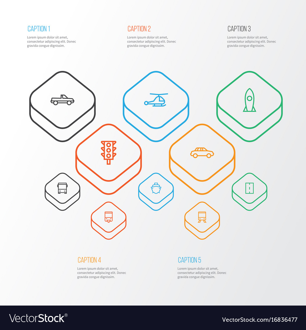 Shipment outline icons set collection of train