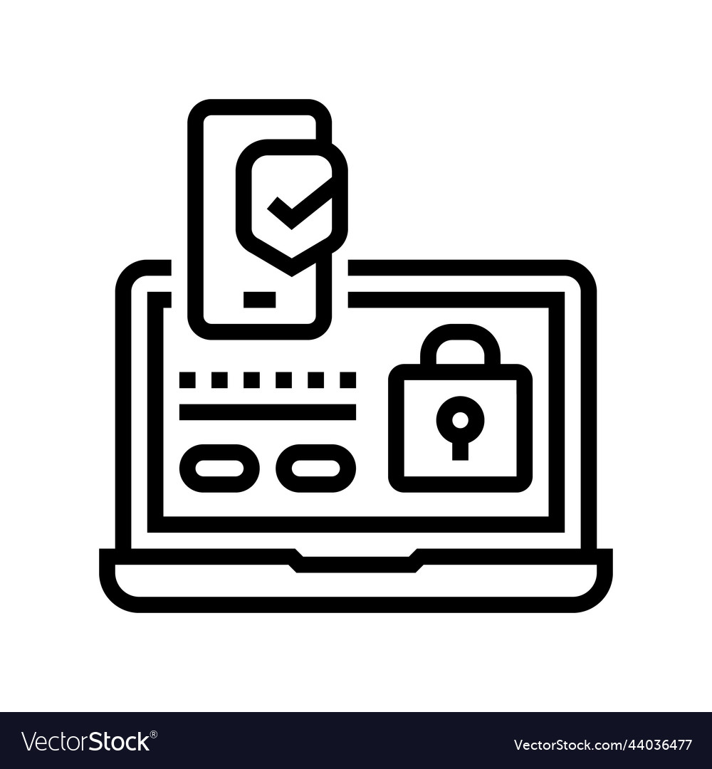 Two step authentication line icon Vector Image Two step authentication line icon