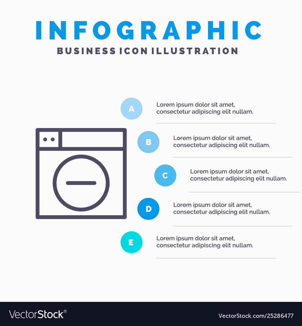 Web design less minimize line icon with 5 steps