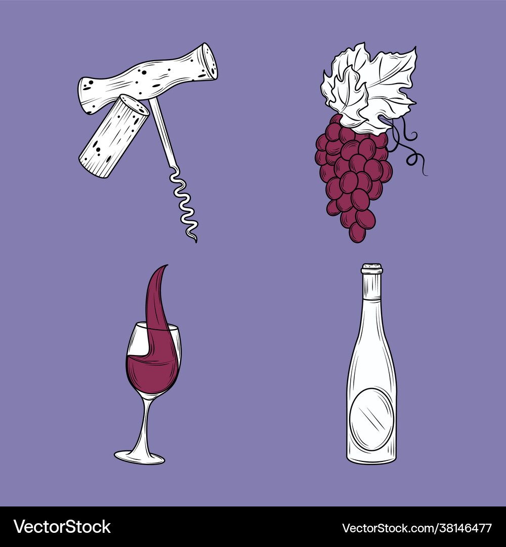 Wine drink set Royalty Free Vector Image - VectorStock
