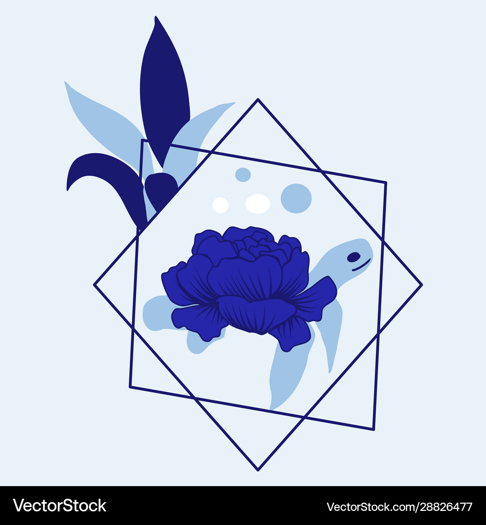 With dark blue turtle and geometrcis Royalty Free Vector