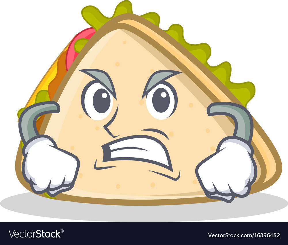 Angry sandwich character cartoon style