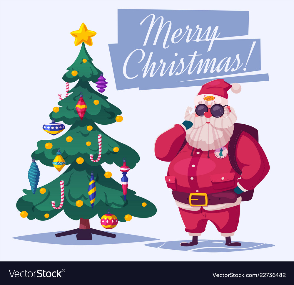 Beautiful christmas tree and santa