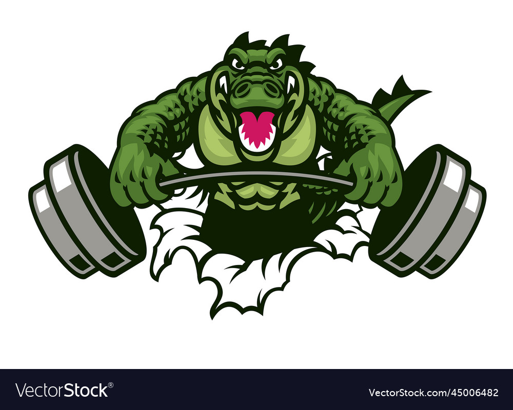 Bodybuilder gym mascot of muscle crocodile Vector Image Bodybuilder gym mascot of muscle crocodile Vector Image
