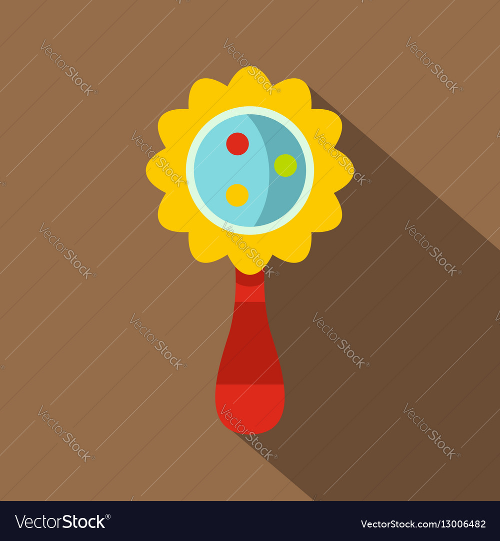 Colorful baby rattle icon flat style Royalty Free Vector