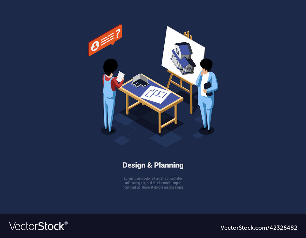 Concept of interior design and planning Royalty Free Vector