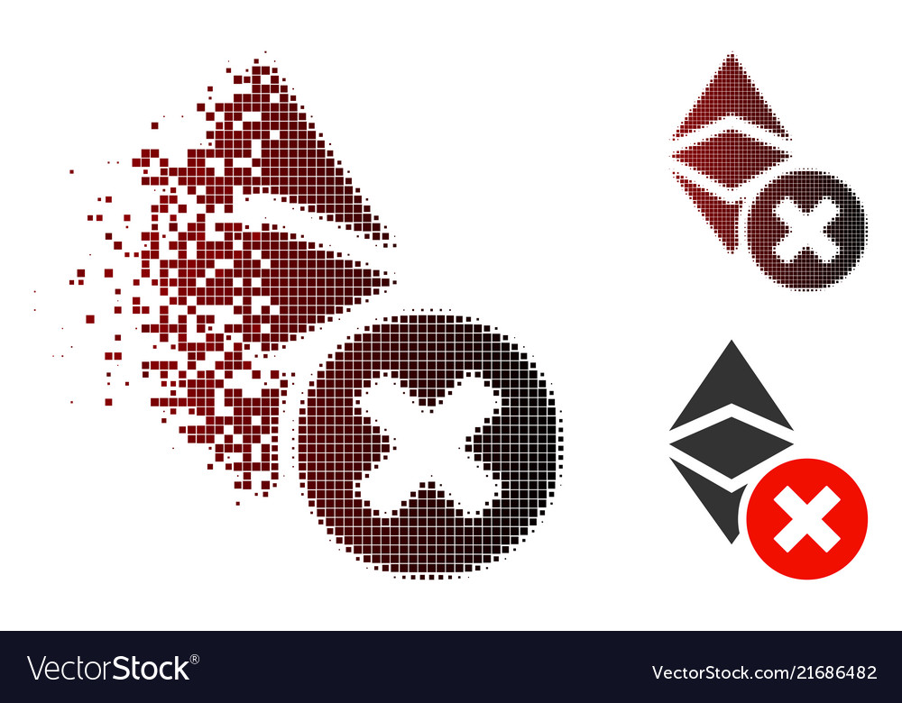Dissolved pixelated halftone wrong ethereum Vector Image Dissolved pixelated halftone wrong ethereum
