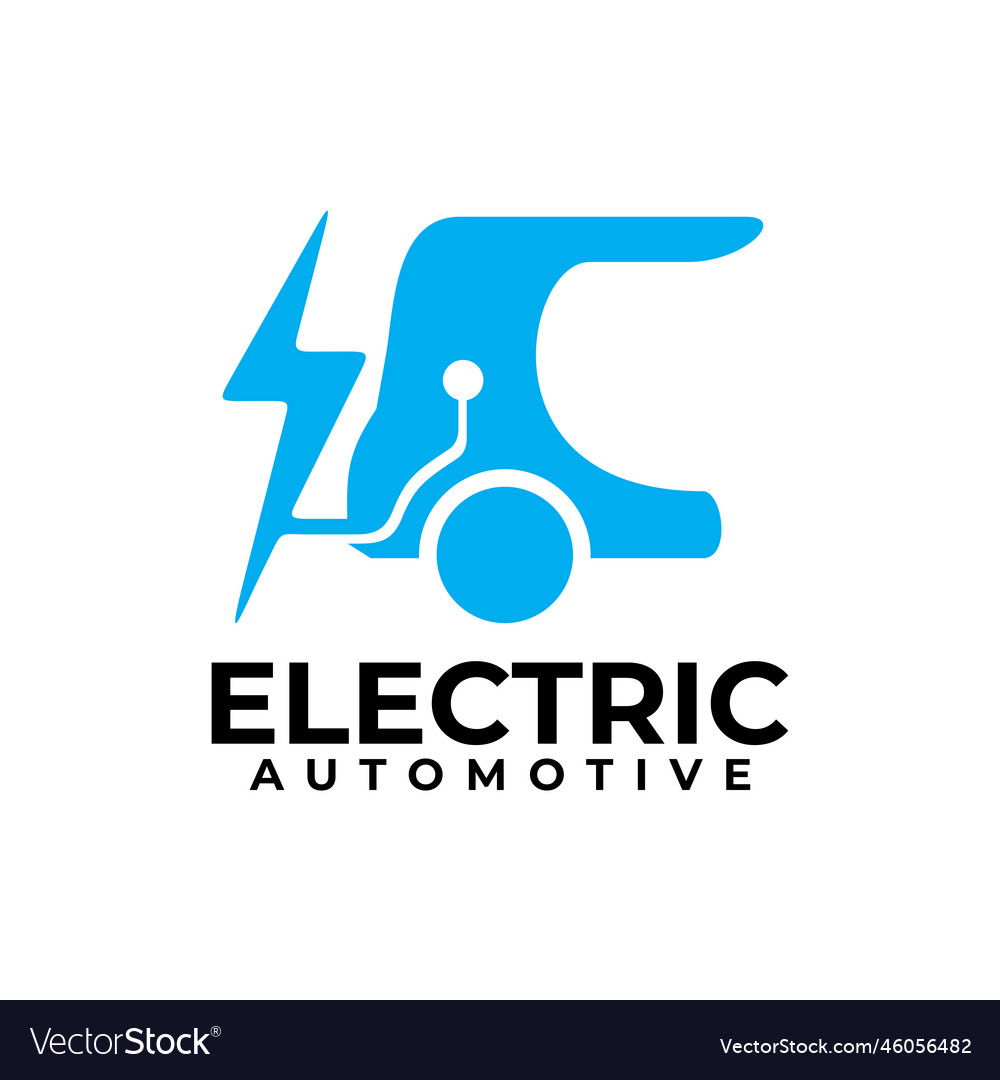 Electric car charger logo design Royalty Free Vector Image