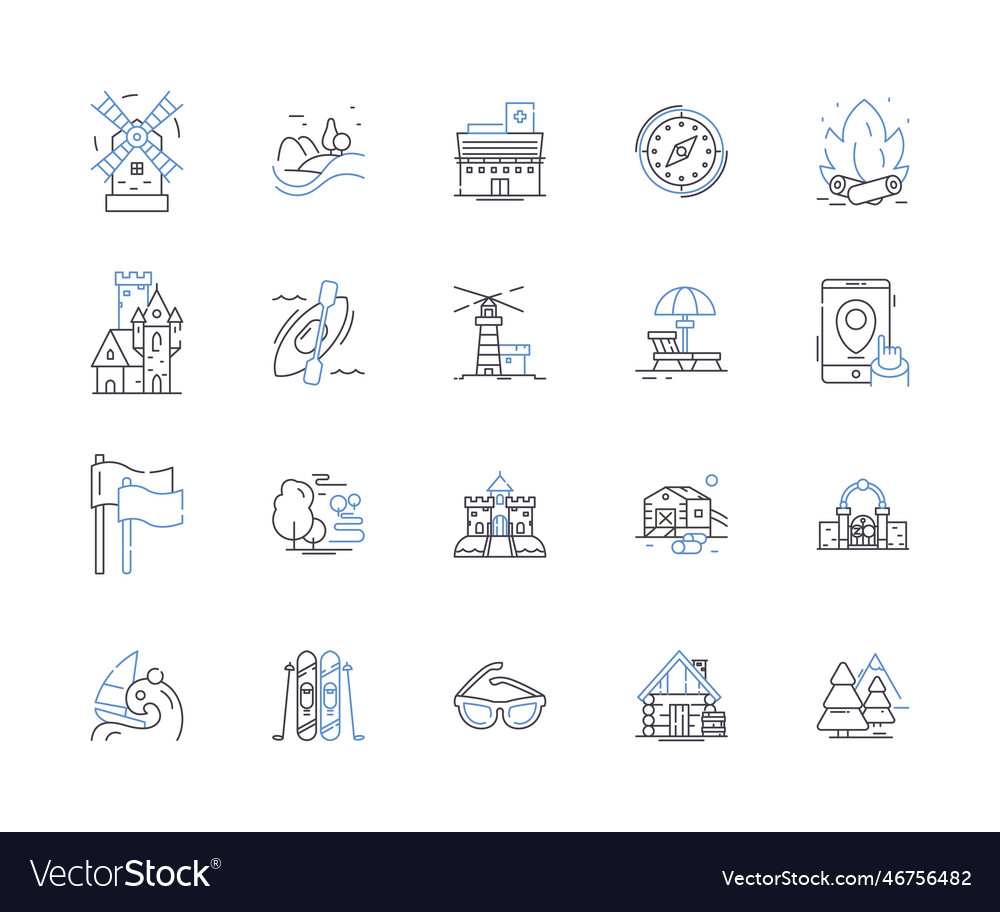 Holiday company outline icons collection vacation Vector Image